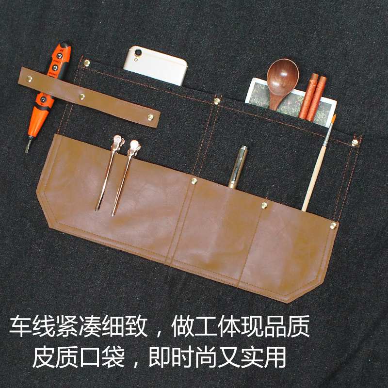 理发师牛仔围裙订做印字发型师美发师画画美术生男帆布烫染工作服