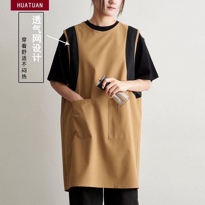 夏季薄款防水时尚罩衣男女工作服画画花艺餐饮烘焙宠物店围裙定制