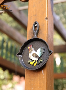 tyttw   彩色小铁锅壁挂装饰品 铸铁摆件复古做旧工艺品 家居软