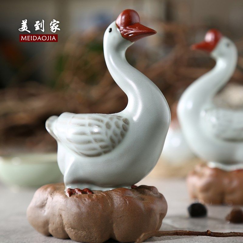 美到家 茶宠精品摆件可养开片紫砂茶艺茶具摆件鸿运当头陶瓷茶玩