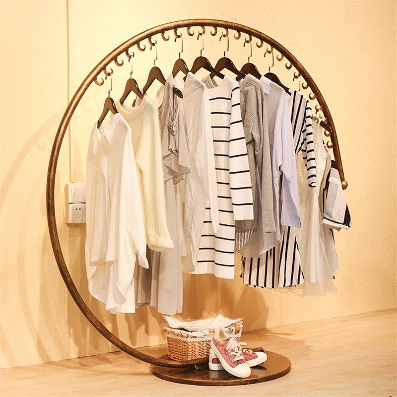 中岛架落地服装店展示架陈列架中间货架女装铁艺服装架衣服挂衣架