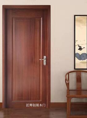 实木门卧室门沙比利原木烤漆门红胡桃室内纯实木门北国红橡平开门