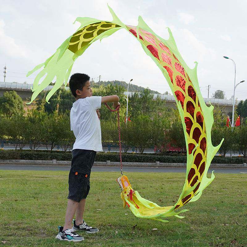 儿童健身舞龙彩带广场舞幼儿园表演道具空竹龙手耍龙飘带杆甩甩龙