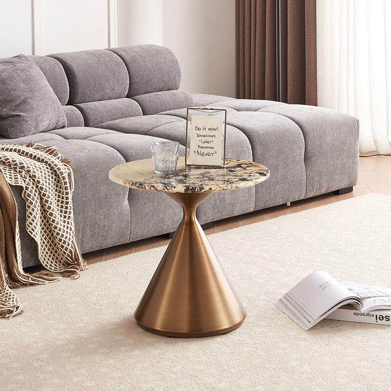 潘多拉奢石边几圆形天然大理石设计师客厅家用沙发角几小圆茶几桌