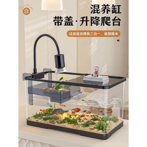 乌龟饲养缸小型乌龟专用缸家用客厅螃蟹生态缸鱼缸过滤制氧一体机