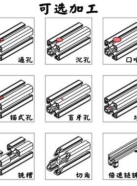 铝型材4040/4060/4080/40120/40160工业型材机架铝型材防护栏铝材