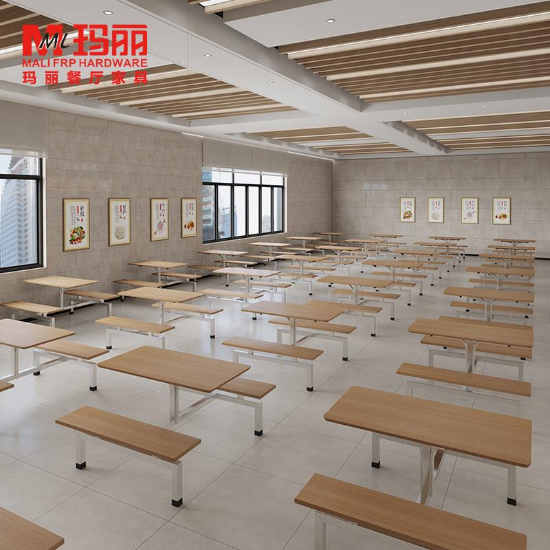 快餐桌椅连体组合学校食堂员工饭堂高速服务区餐厅四人位连体餐桌