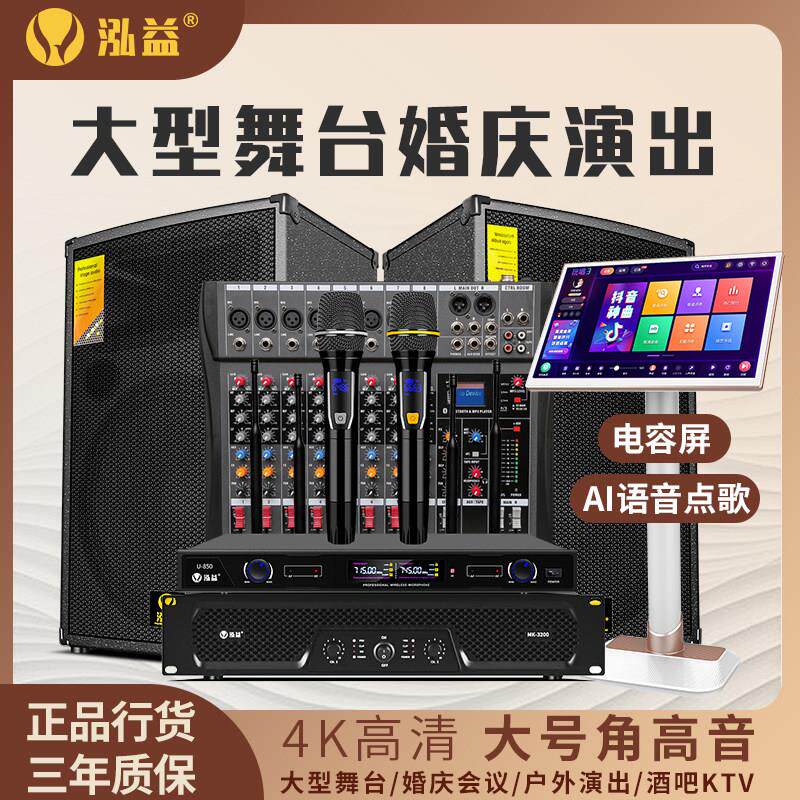 泓益 T12组合泓益T12/15寸大功率家庭K歌音响套装大型户外舞台KTV