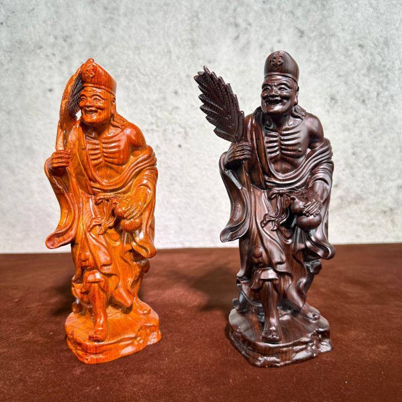 黑檀木雕刻活济公摆件降龙罗汉像济公活家居送礼摆设工艺品