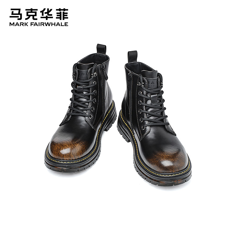 马克华菲男鞋马丁靴2025秋冬新款时尚户外复古英伦厚底真皮工装靴,流行男鞋,马丁靴,淘宝优惠券,粉丝福利购,淘宝优惠卷