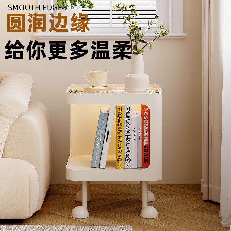 卧室床头柜小型客厅沙发边几创意极简玻璃角几轻奢高级感收纳边桌