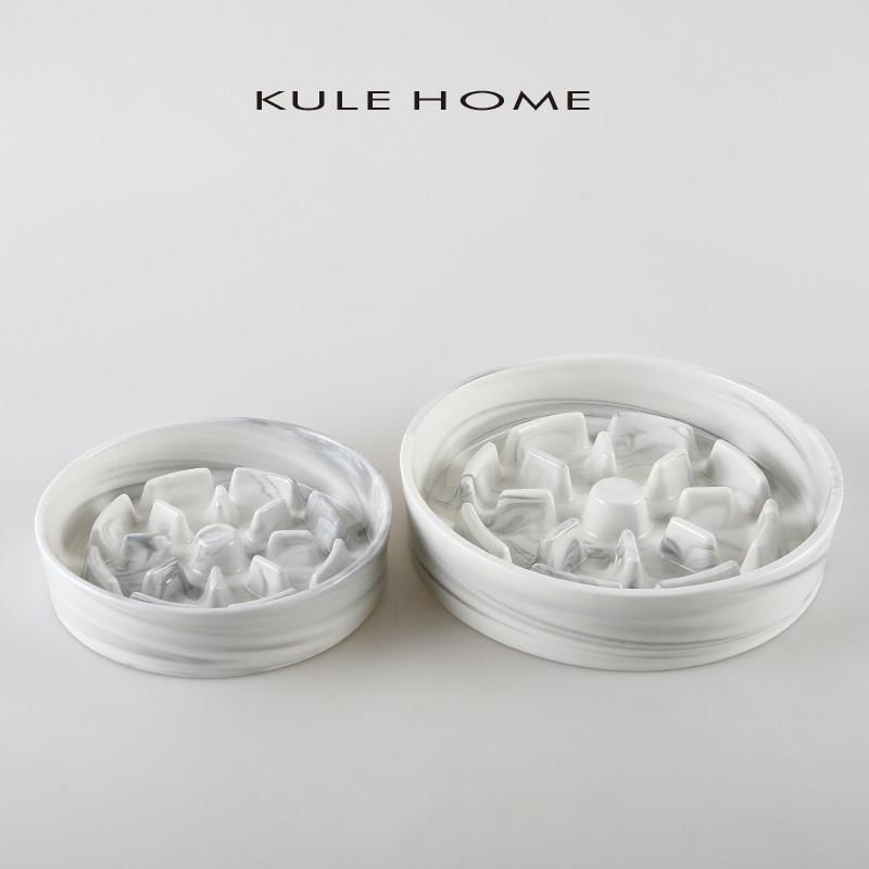 KULE HOME 陶瓷慢食碗狗宠物防噎碗慢食盆狗碗防打翻中型大型犬盘