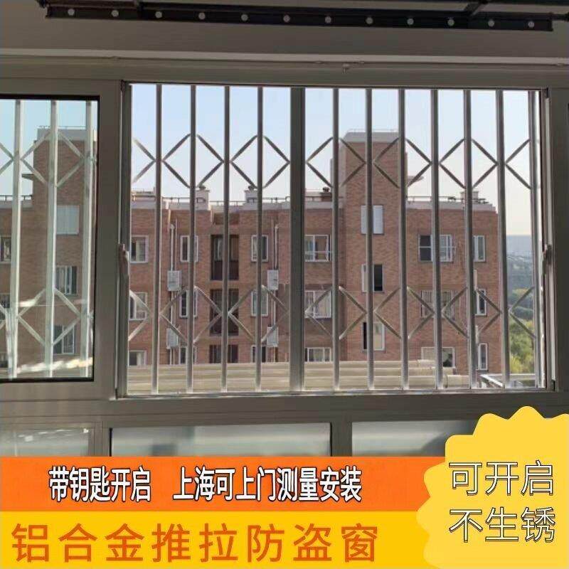 上海定做推拉防盗窗 新款铝合金防护窗 儿童安全防护栏伸缩防盗门