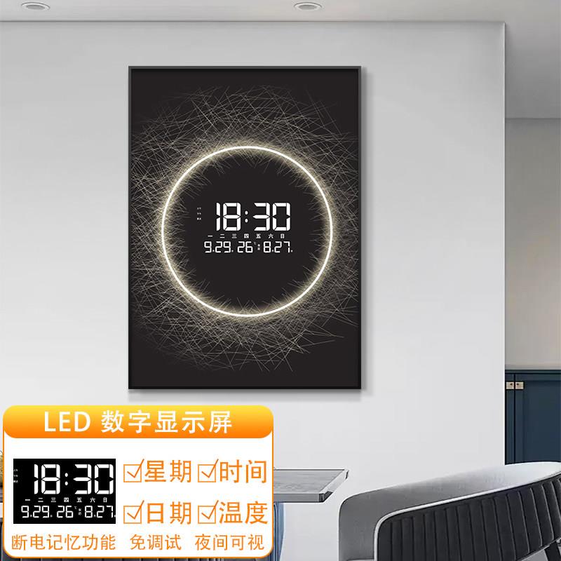 竖式轻奢风电表箱装饰画带数显钟表万年历强弱配电箱空开遮挡挂画