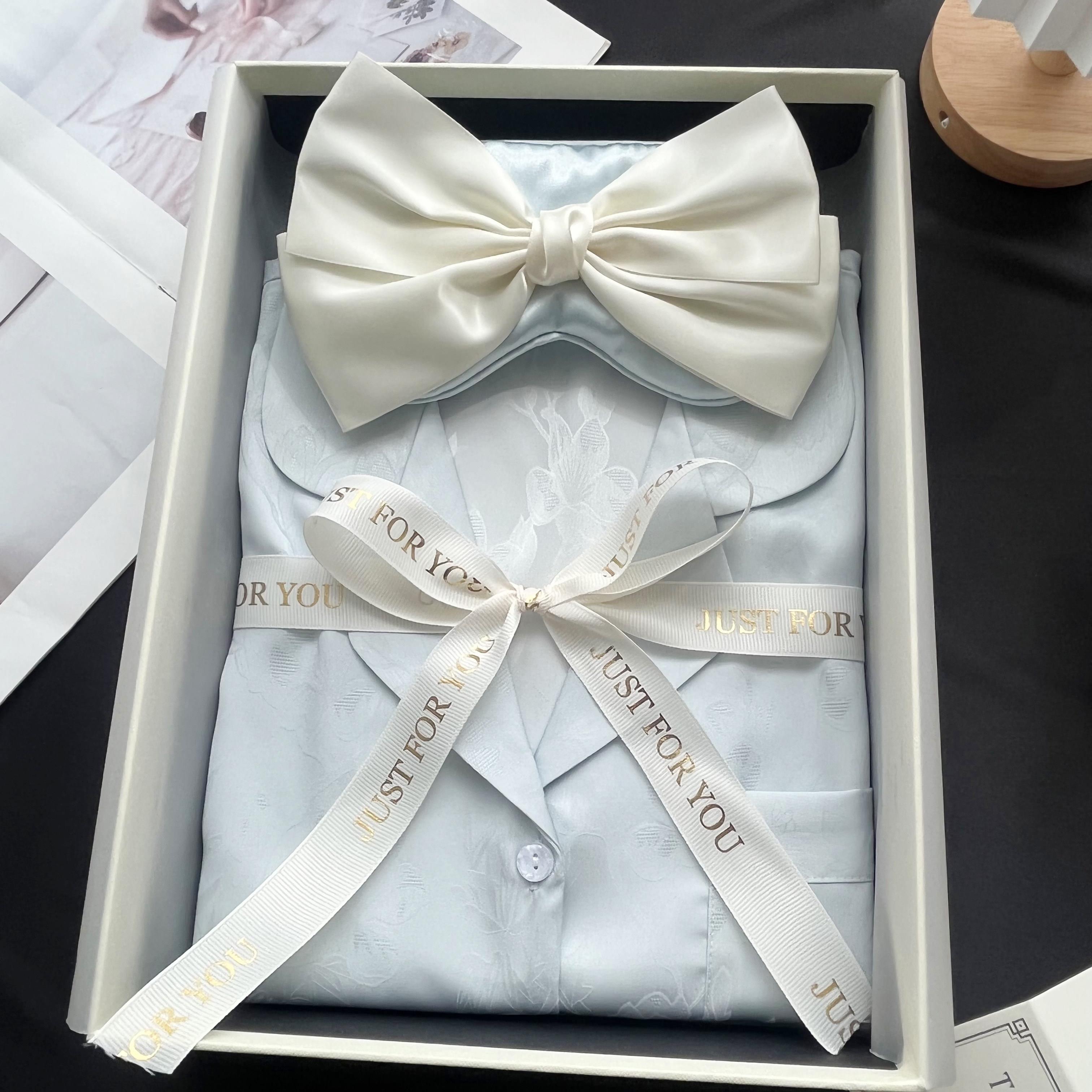 26春夏纯色冰丝睡衣女花卉薄款家居服长袖套装送妈妈母亲节礼盒