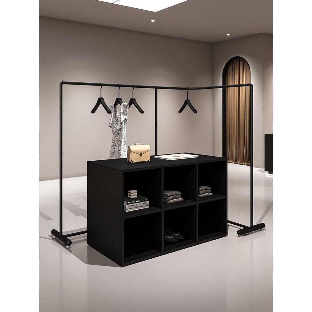 中岛服装展示架铁黑色衣架角服装展示架女装店落地式角货架