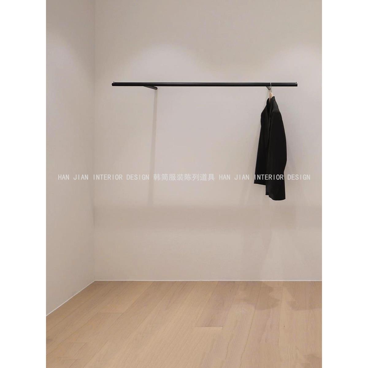 服装店陈列架不锈钢上墙壁挂式黑色展示架极简男女装衣服展示货架