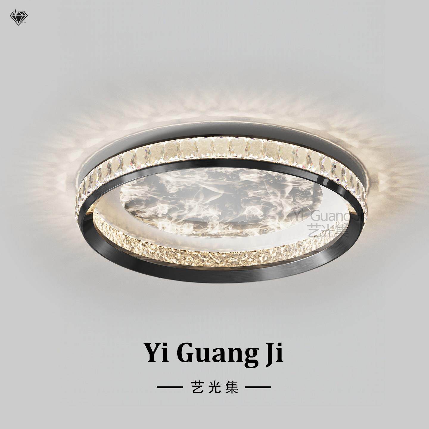 意式轻奢智能卧室房间吸顶灯现代简约客厅大气全光谱护眼水晶灯具