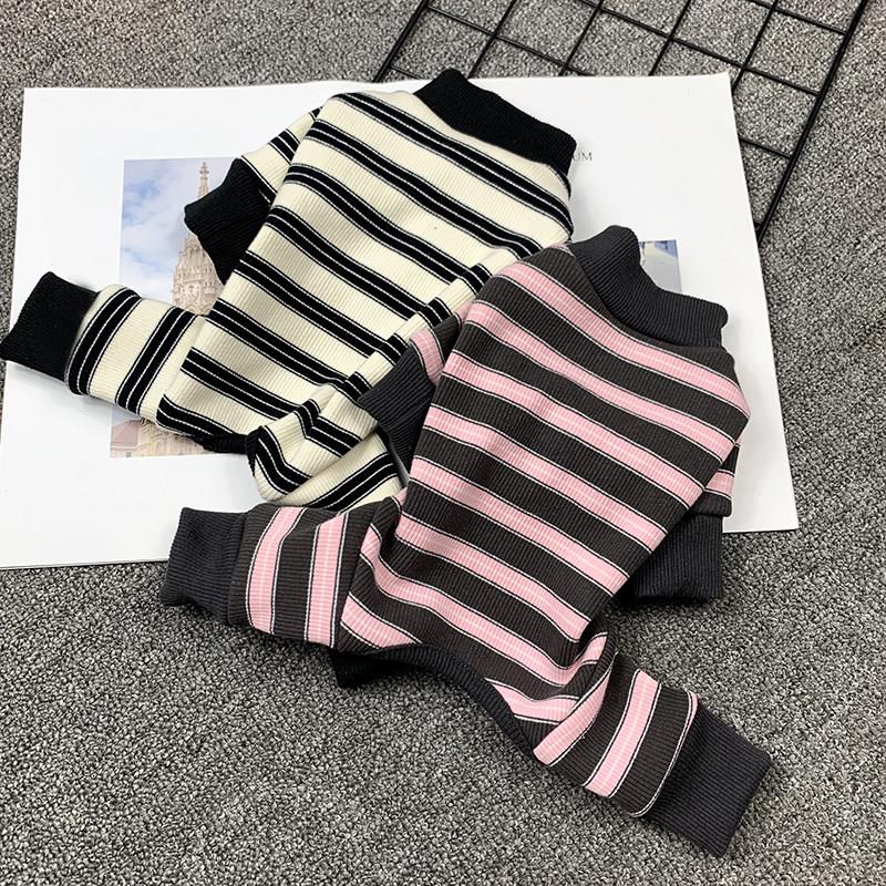 新款秋冬装宠物四脚衣服可爱条纹加绒加厚小狗泰迪比熊博美雪纳瑞