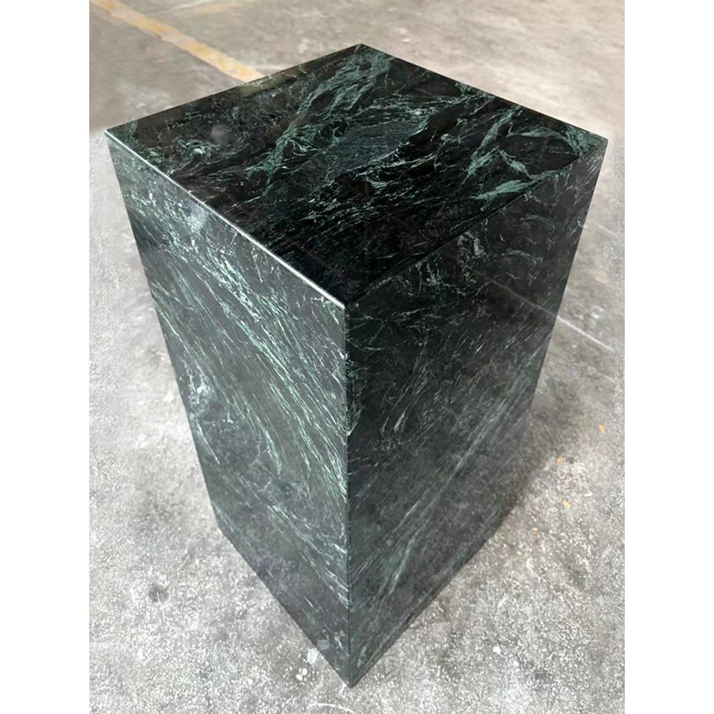 天然大花绿大理石花盆底座入户进门玄关高级感摆件落地装饰雕塑台
