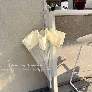 弯透明伞in自s风韩系全动钩双人柄雨伞长拍照道具折叠小清新455网