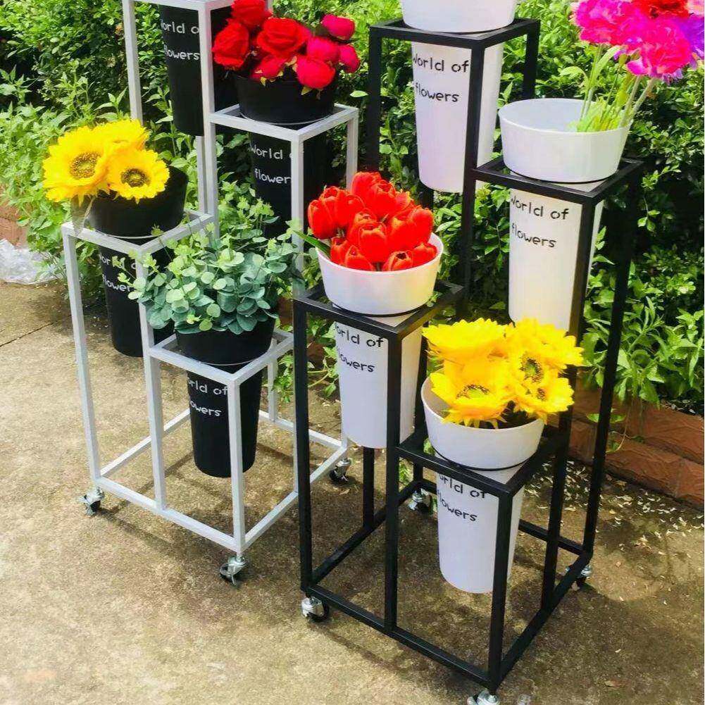 铁05302艺摆摊插花花架多架用品花杆落地阶梯层鲜花展示架圆桶子