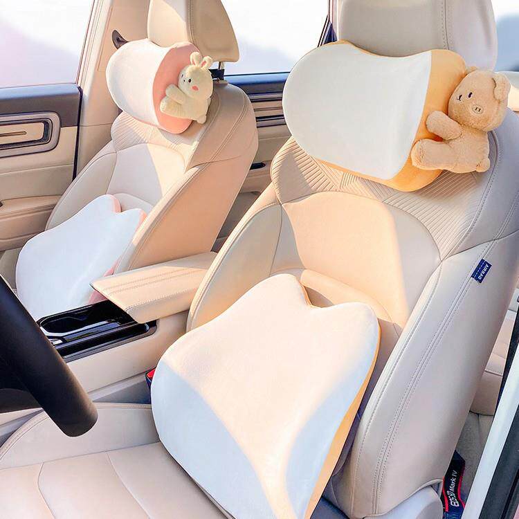 可爱头枕车用护颈枕座椅车载腰靠记忆棉车内靠枕枕头一对女生
