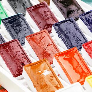 俄罗斯白夜固体水彩颜料24色级36学生大块套装 艺术家块色水彩全级