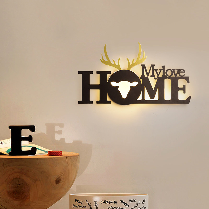 led英文字母灯家用客厅背景墙装饰壁灯现代简约灯床头过道壁灯