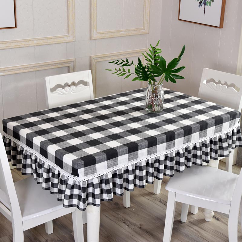 2020年新款桌罩长方形餐桌布棉麻桌子套家用格子茶几套罩桌裙台裙