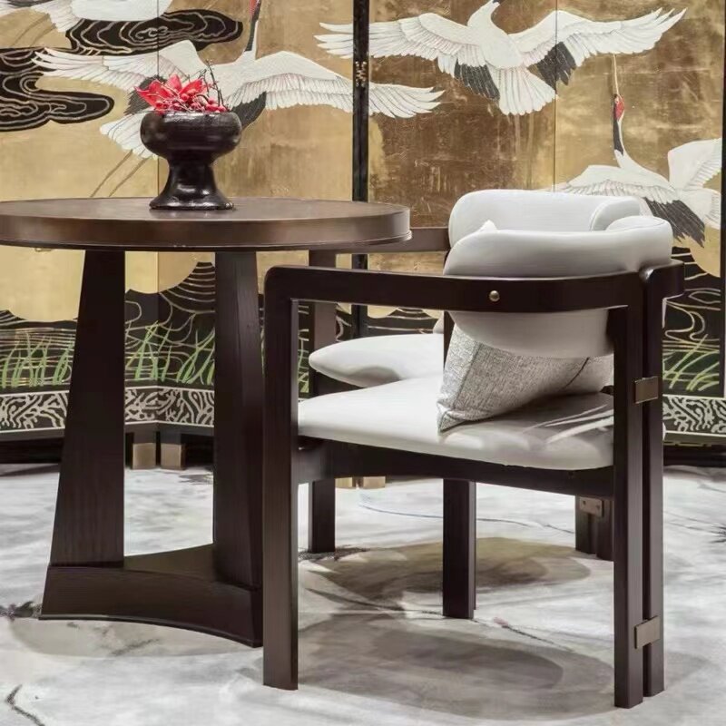 新中式售楼处部洽谈桌椅椅子会家具接待餐厅所餐椅组合酒店