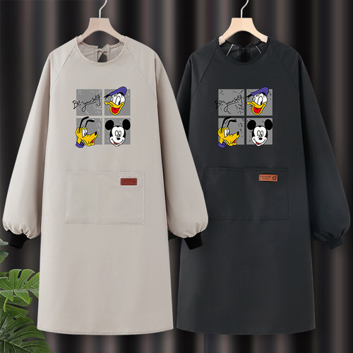 围裙长袖防水防油2023新款洋气女家用厨房网红工作服秋冬罩衣定制