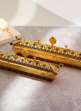 藏式密宗景泰蓝锌合金八吉卧祥香炉手工彩用绘线香铜炉OBG适于居
