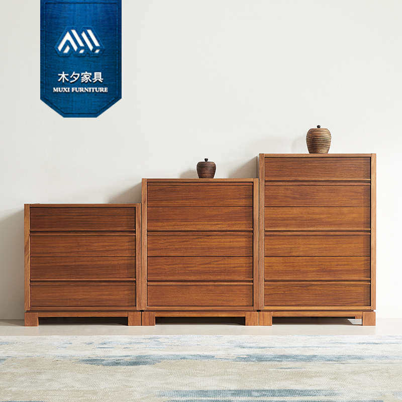 木夕新中式东南亚北美储餐胡桃木边槟榔色柜物柜斗实色风格木家具