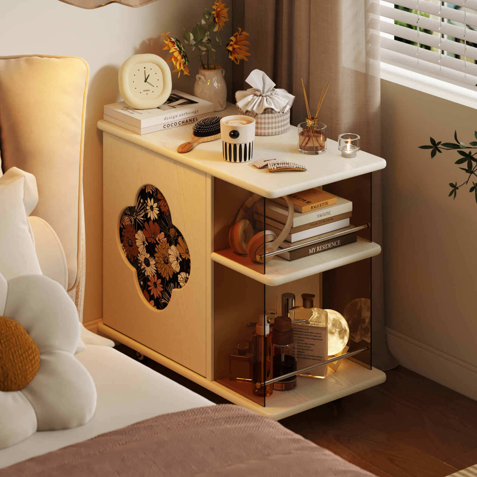 高颜值移动边几卧室床边柜客厅多层储物收纳柜小户型茶几柜小推车,住宅家具,移动边几/推车,淘宝优惠券,粉丝福利购,淘宝优惠卷