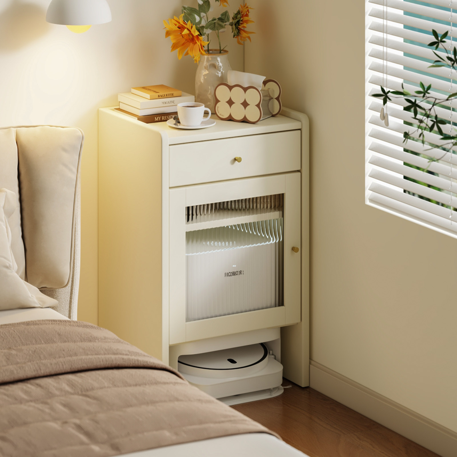 实木床头柜现代简约收纳柜子奶油风多功能展示柜卧室小户型置物架,住宅家具,家用陈列柜,淘宝优惠券,粉丝福利购,淘宝优惠卷
