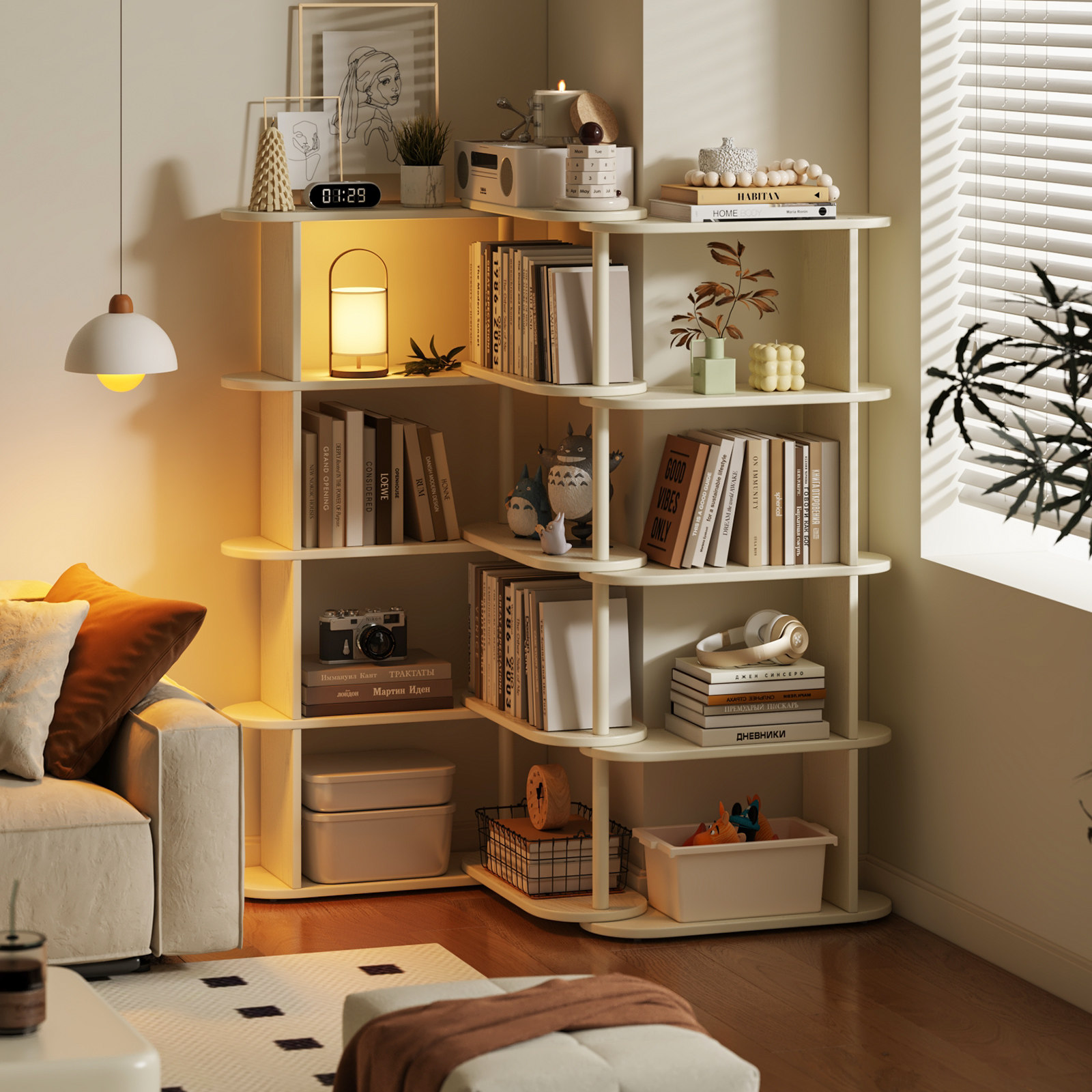 客厅沙发边置物架简约风转角靠墙收纳架家用落地式储物书架展示架,住宅家具,搁板/置物架/家用陈列架,淘宝优惠券,粉丝福利购,淘宝优惠卷