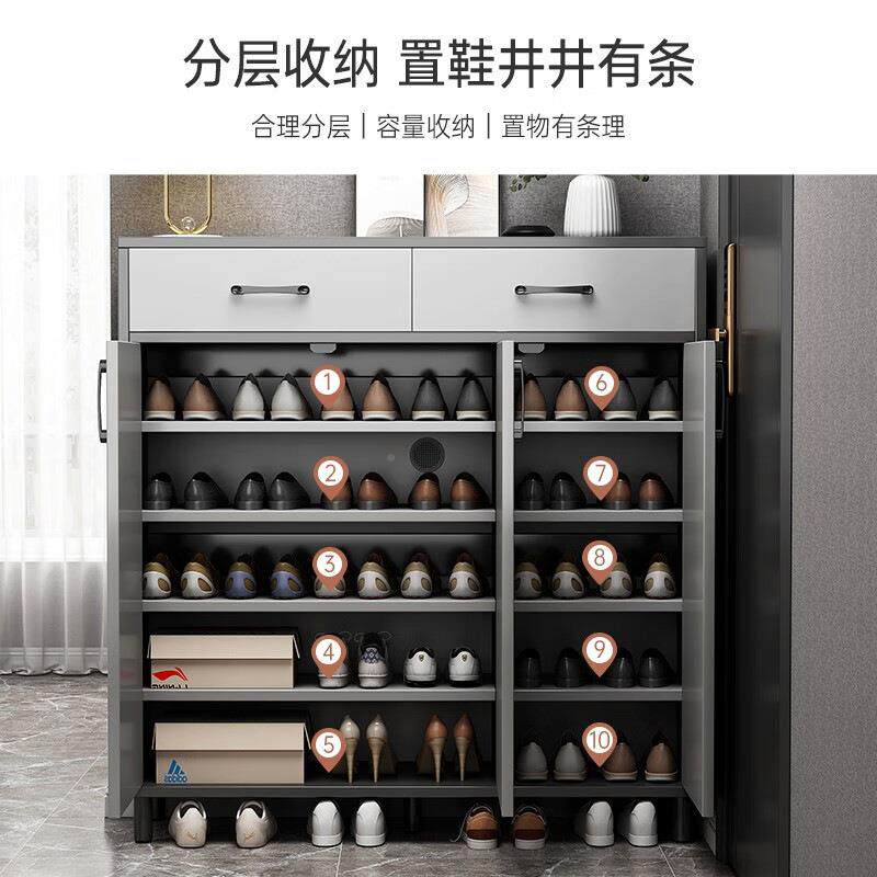 家用柜一体柜木简双开门易鞋多层玄实木入实户鞋柜关柜收纳柜储物