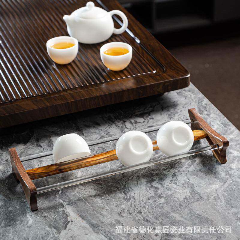 木胡茶桃实HuNFppT2杯架沥水架品茗杯收纳展示架崖柏树脂水墨茶具
