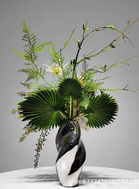 现间代简餐约绿色仿真花束样板房软装客厅花1051轻插奢桌花艺茶几