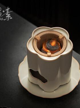 中式煮壶炭茶具套装用烧水壶炭49602火煮茶器炉家提梁茶壶明火煮