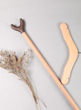 胡桃木撑衣服杆实衣木衣家用F9657M85晾杆衣叉装店撑杆晒衣杆挂杆