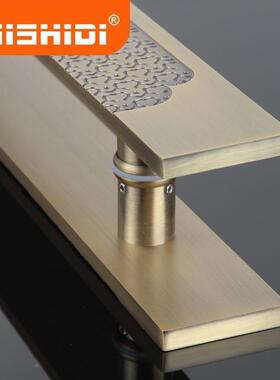 新中式门字loo玻璃ZUU大门把手酒店会议g室包间实木铝合刻金雕刻