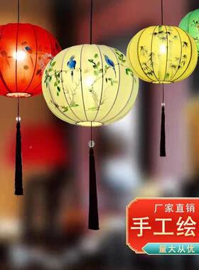 新中式创意圆款灯笼古艺风布灯佛LIP堂、茶禅意餐灯饰室布厅艺灯