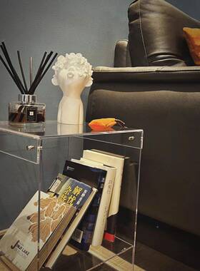 亚克力透飘明边几ZOP创意设计北网欧简约沙发几茶床头柜红窗方形