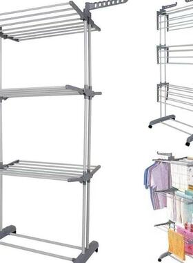 移叠动三层衣架晒ADS-8028落地折晾衣衣架挂架