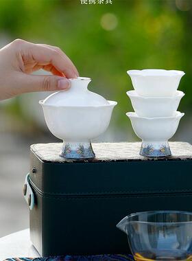 羊客脂玉旅茶具便行携务式快杯52404户外旅游露营泡茶壶套装商礼