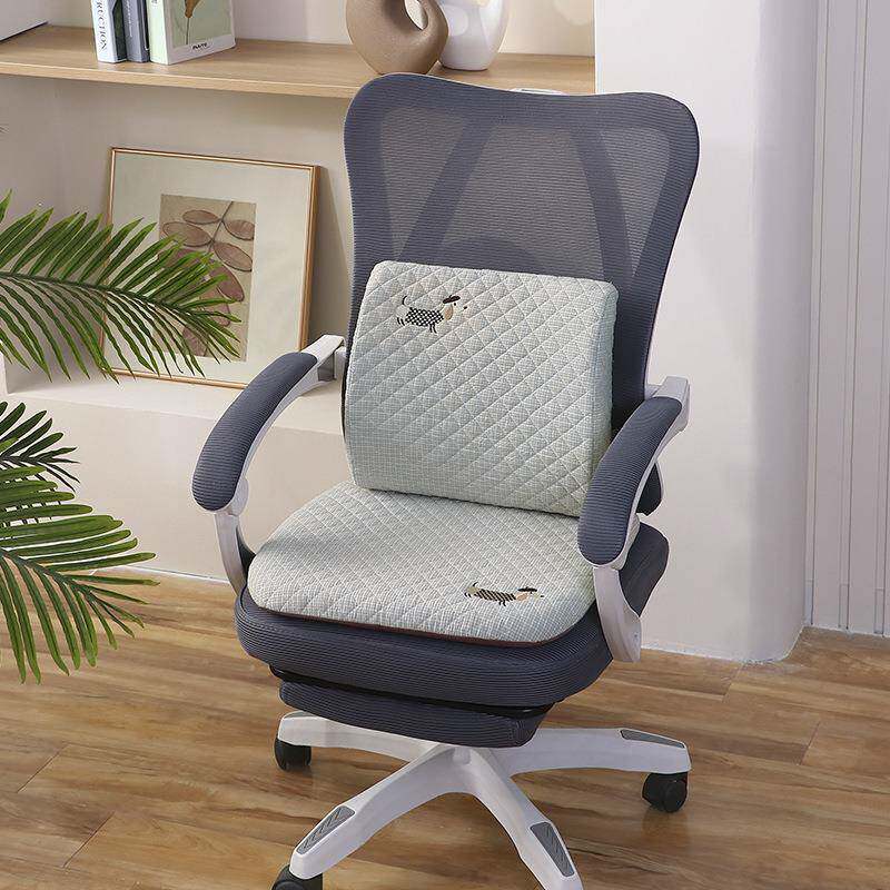 人体工学椅套罩棉麻坐垫防滑一体办公室电脑椅子垫坐垫腰靠腰枕