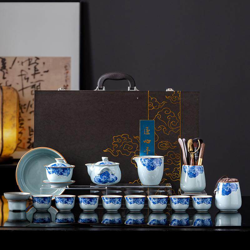 官窑祥云陶瓷茶具大套组 办公室泡茶手抓提梁壶功夫泡茶器套装,鲜花速递/花卉仿真/绿植园艺,割草机/草坪机,淘宝优惠券,粉丝福利购,淘宝优惠卷