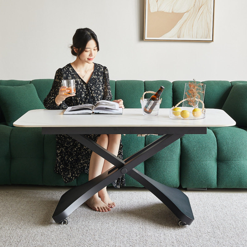 岩板升降茶几意式极简小户型两用桌多功能家用一体式茶几秒变餐桌,住宅家具,岩板餐桌,淘宝优惠券,粉丝福利购,淘宝优惠卷